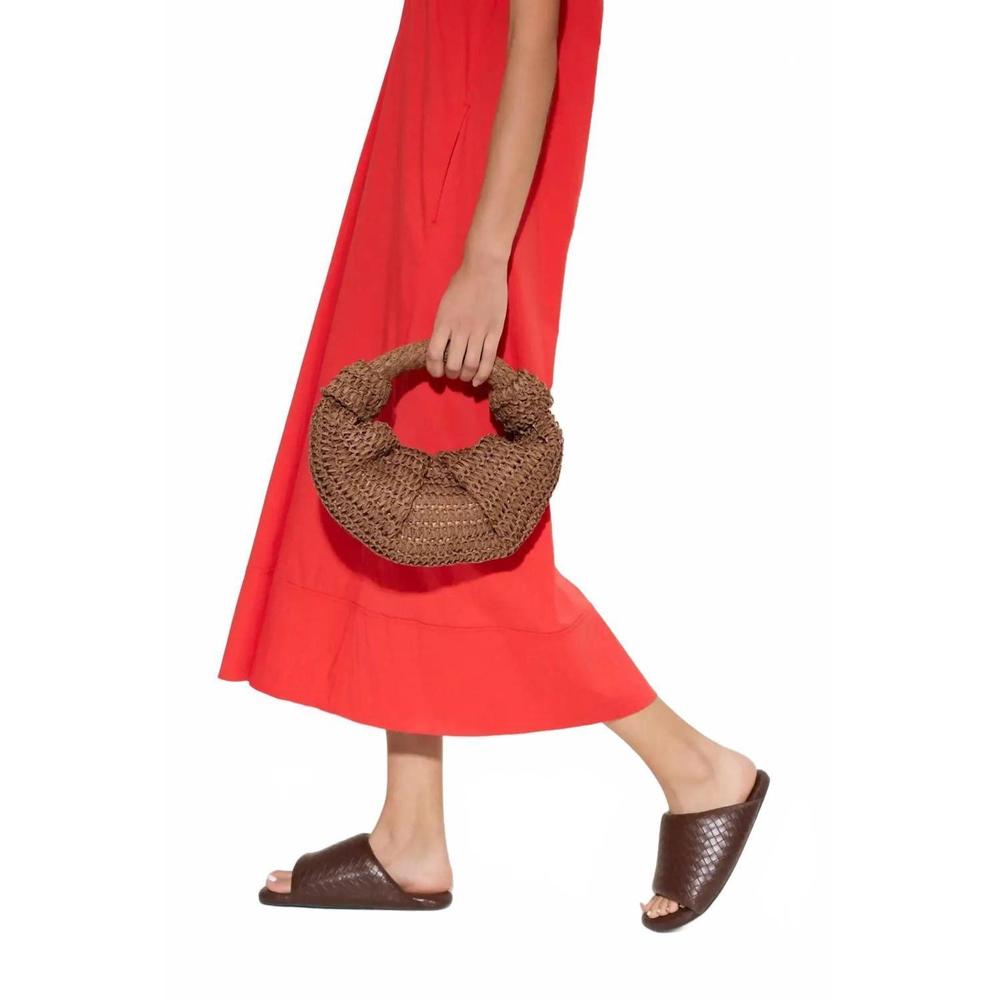 NEW SIMON MILLER raffia lopsy bag in chocolate - Picture 2 of 3